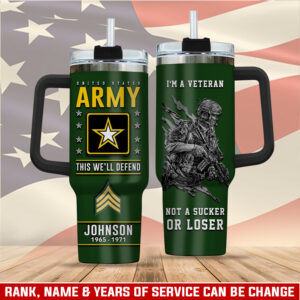 United States Army Custom Stanley Quencher 40oz Stainless Steel Tumbler With Handle - Threewoofs