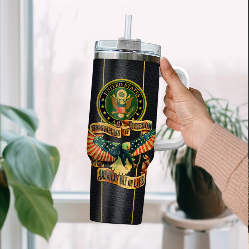 United States Army Custom Stanley Quencher 40oz Stainless Steel Tumbler With Handle - Threewoofs - Image 2