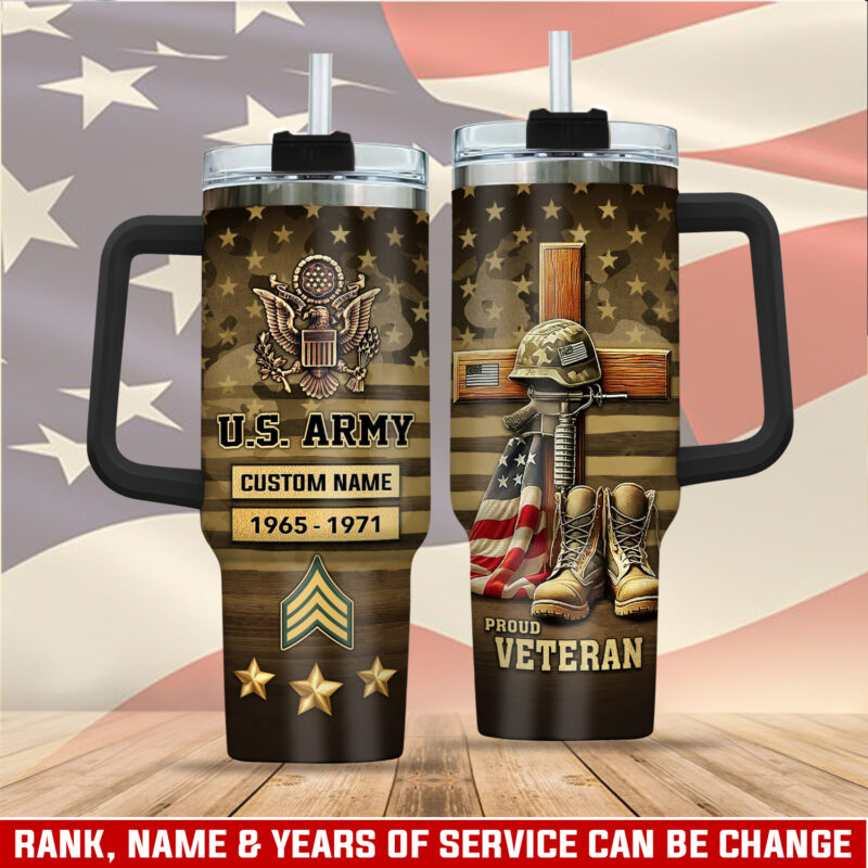United States Army Custom Stanley Quencher 40oz Stainless Steel Tumbler With Handle - Threewoofs
