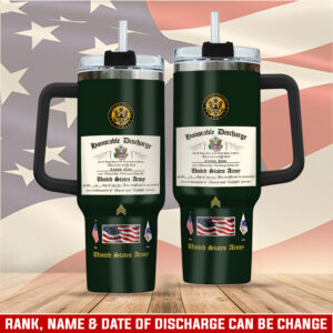 United States Army Custom Stanley Quencher 40oz Stainless Steel Tumbler With Handle - Threewoofs