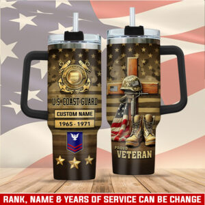 United States Coast Guard Custom Stanley Quencher 40oz Stainless Steel Tumbler With Handle - Threewoofs