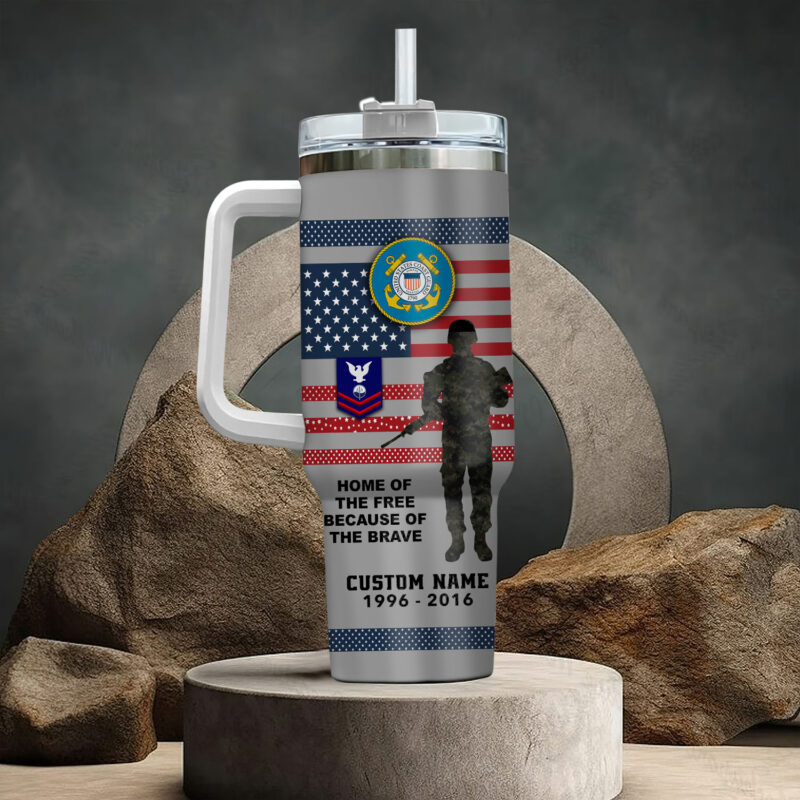 United States Coast Guard Custom Stanley Quencher 40oz Stainless Steel Tumbler With Handle - Threewoofs - Image 3