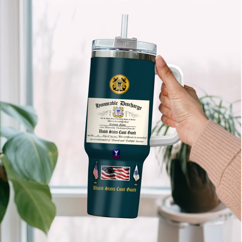 United States Coast Guard Custom Stanley Quencher 40oz Stainless Steel Tumbler With Handle - Threewoofs - Image 2