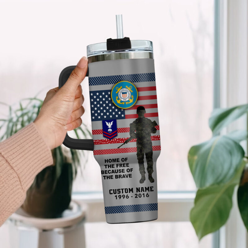 United States Coast Guard Custom Stanley Quencher 40oz Stainless Steel Tumbler With Handle - Threewoofs - Image 2