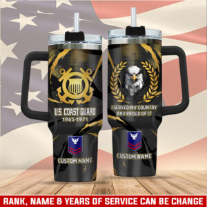 United States Coast Guard Custom Stanley Quencher 40oz Stainless Steel Tumbler With Handle - Threewoofs