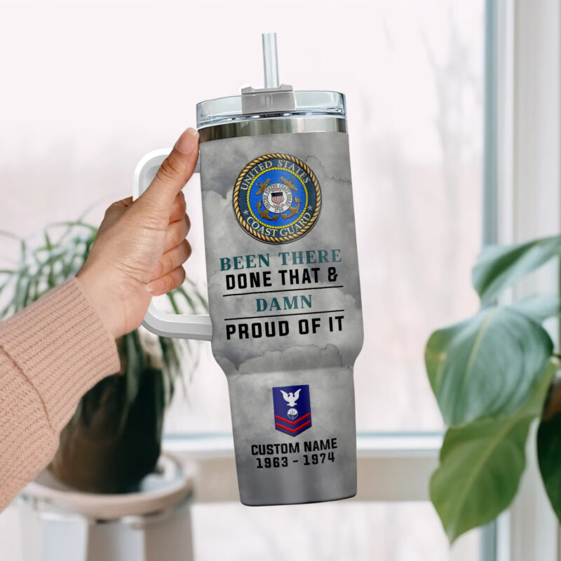 United States Coast Guard Custom Stanley Quencher 40oz Stainless Steel Tumbler With Handle - Threewoofs - Image 2
