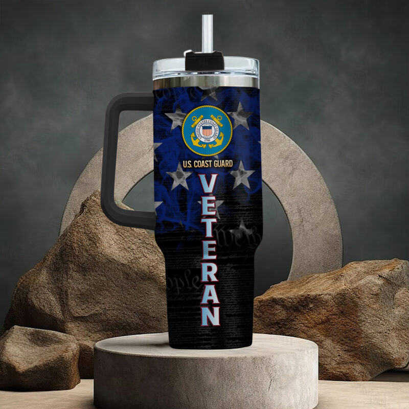 United States Coast Guard Custom Stanley Quencher 40oz Stainless Steel Tumbler With Handle - Threewoofs - Image 3