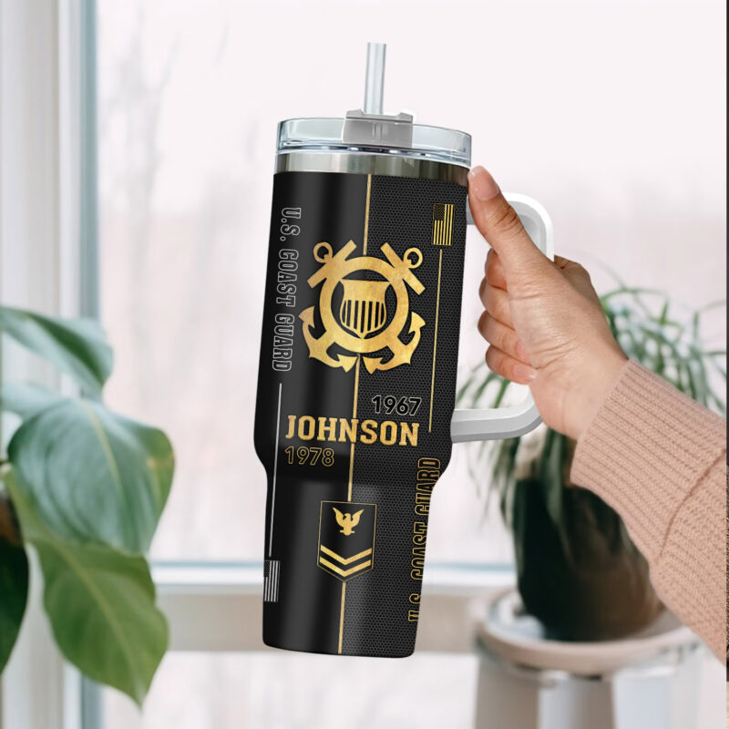United States Coast Guard Custom Stanley Quencher 40oz Stainless Steel Tumbler With Handle - Threewoofs - Image 2