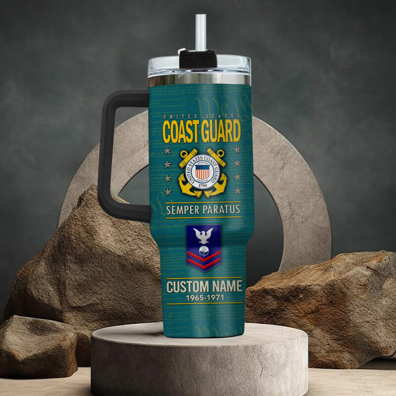 United States Coast Guard Custom Stanley Quencher 40oz Stainless Steel Tumbler With Handle - Threewoofs - Image 3