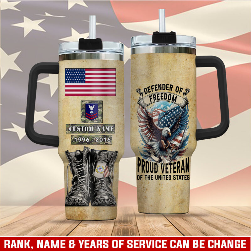 United States Coast Guard Custom Stanley Quencher 40oz Stainless Steel Tumbler With Handle - Threewoofs