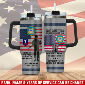 United States Coast Guard Custom Stanley Quencher 40oz Stainless Steel Tumbler With Handle - Threewoofs