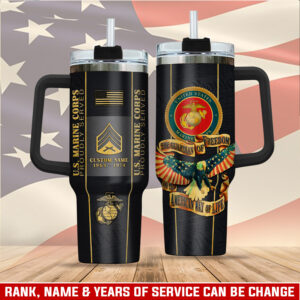 United States Marine Corps Custom Stanley Quencher 40oz Stainless Steel Tumbler With Handle - Threewoofs