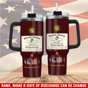 United States Marine Corps Custom Stanley Quencher 40oz Stainless Steel Tumbler With Handle - Threewoofs