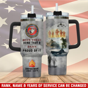 United States Marine Corps Custom Stanley Quencher 40oz Stainless Steel Tumbler With Handle - Threewoofs