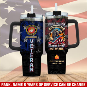 United States Marine Corps Custom Stanley Quencher 40oz Stainless Steel Tumbler With Handle - Threewoofs