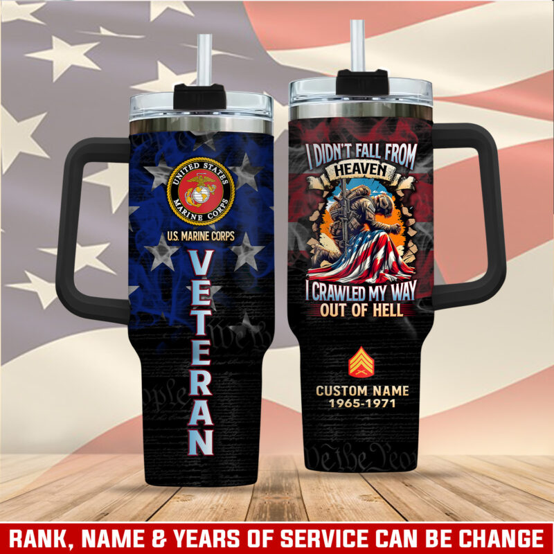 United States Marine Corps Custom Stanley Quencher 40oz Stainless Steel Tumbler With Handle - Threewoofs