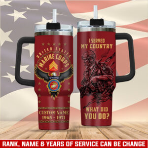 United States Marine Corps Custom Stanley Quencher 40oz Stainless Steel Tumbler With Handle - Threewoofs