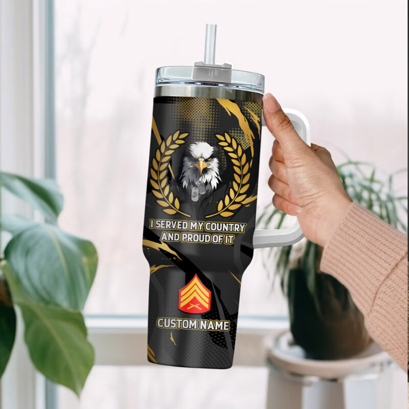 United States Marine Corps Custom Stanley Quencher 40oz Stainless Steel Tumbler With Handle - Threewoofs - Image 2