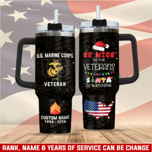 United States Marine Corps Custom Stanley Quencher 40oz Stainless Steel Tumbler With Handle - Threewoofs
