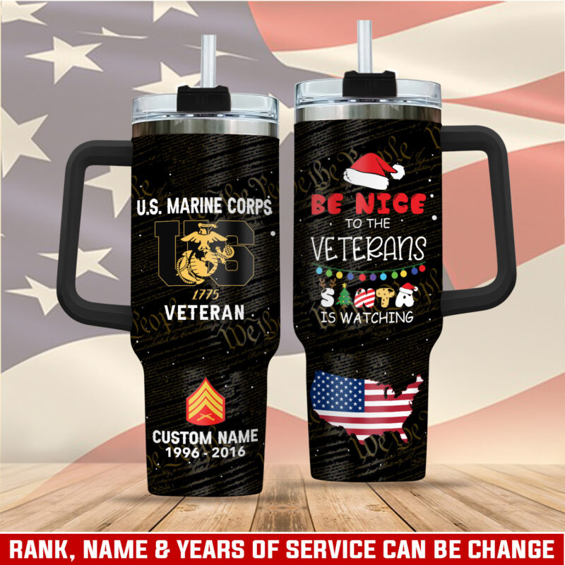 United States Marine Corps Custom Stanley Quencher 40oz Stainless Steel Tumbler With Handle - Threewoofs