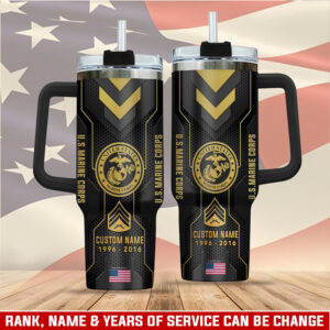 United States Marine Corps Custom Stanley Quencher 40oz Stainless Steel Tumbler With Handle - Threewoofs