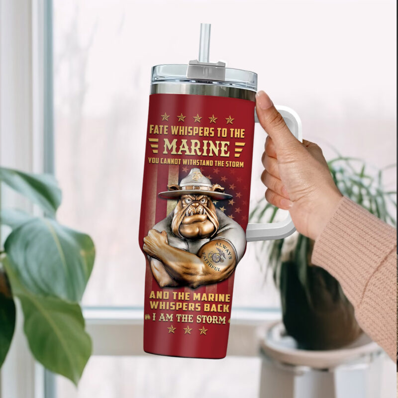 United States Marine Corps Custom Stanley Quencher 40oz Stainless Steel Tumbler With Handle - Threewoofs - Image 2