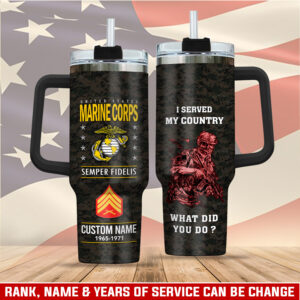 United States Marine Corps Custom Stanley Quencher 40oz Stainless Steel Tumbler With Handle - Threewoofs