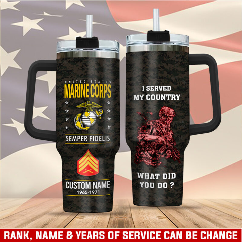 United States Marine Corps Custom Stanley Quencher 40oz Stainless Steel Tumbler With Handle - Threewoofs