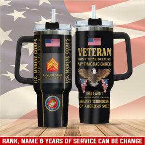 United States Marine Corps Custom Stanley Quencher 40oz Stainless Steel Tumbler With Handle - Threewoofs