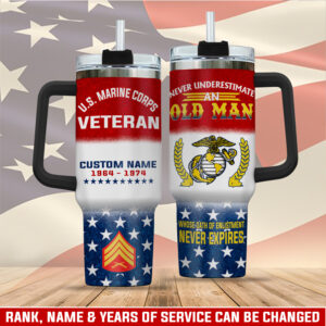 United States Marine Corps Custom Stanley Quencher 40oz Stainless Steel Tumbler With Handle - Threewoofs