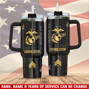 United States Marine Corps Custom Stanley Quencher 40oz Stainless Steel Tumbler With Handle - Threewoofs