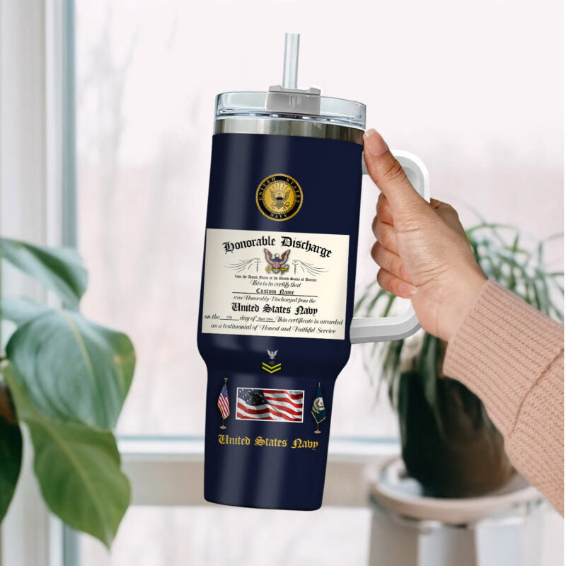 United States Navy Custom Stanley Quencher 40oz Stainless Steel Tumbler With Handle - Threewoofs - Image 2