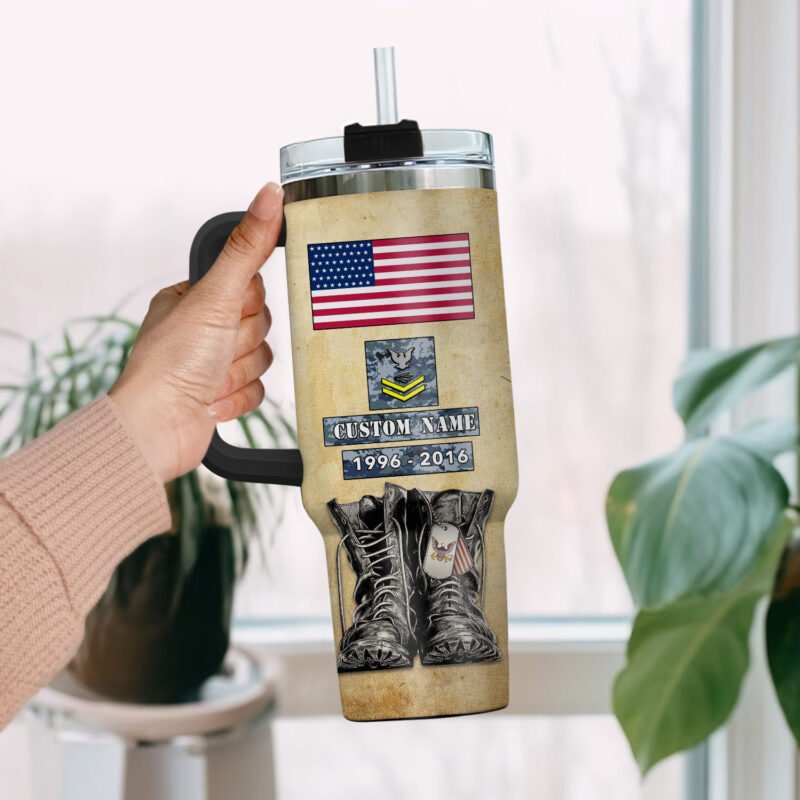 United States Navy Custom Stanley Quencher 40oz Stainless Steel Tumbler With Handle - Threewoofs - Image 2