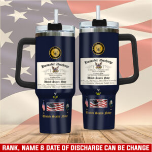 United States Navy Custom Stanley Quencher 40oz Stainless Steel Tumbler With Handle - Threewoofs