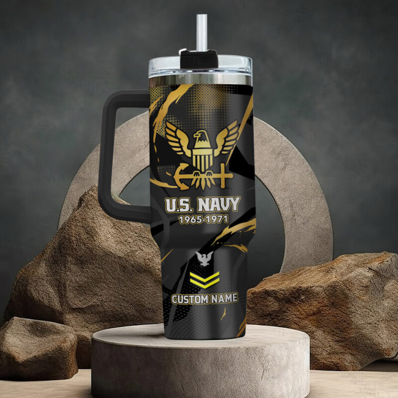 United States Navy Custom Stanley Quencher 40oz Stainless Steel Tumbler With Handle - Threewoofs - Image 3