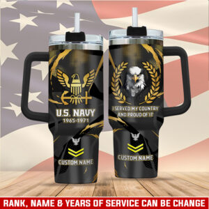 United States Navy Custom Stanley Quencher 40oz Stainless Steel Tumbler With Handle - Threewoofs