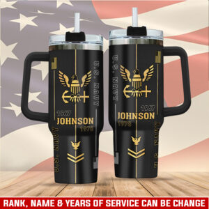United States Navy Custom Stanley Quencher 40oz Stainless Steel Tumbler With Handle - Threewoofs