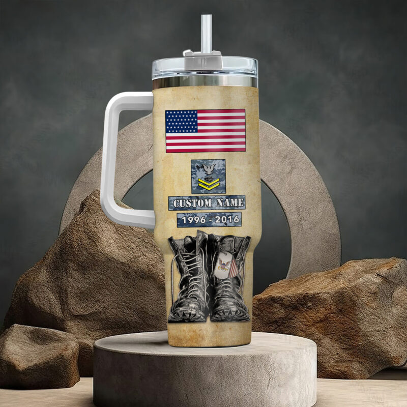 United States Navy Custom Stanley Quencher 40oz Stainless Steel Tumbler With Handle - Threewoofs - Image 3