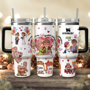Up Movies Custom Stanley Quencher 40oz Stainless Steel Tumbler With Handle - Threewoofs