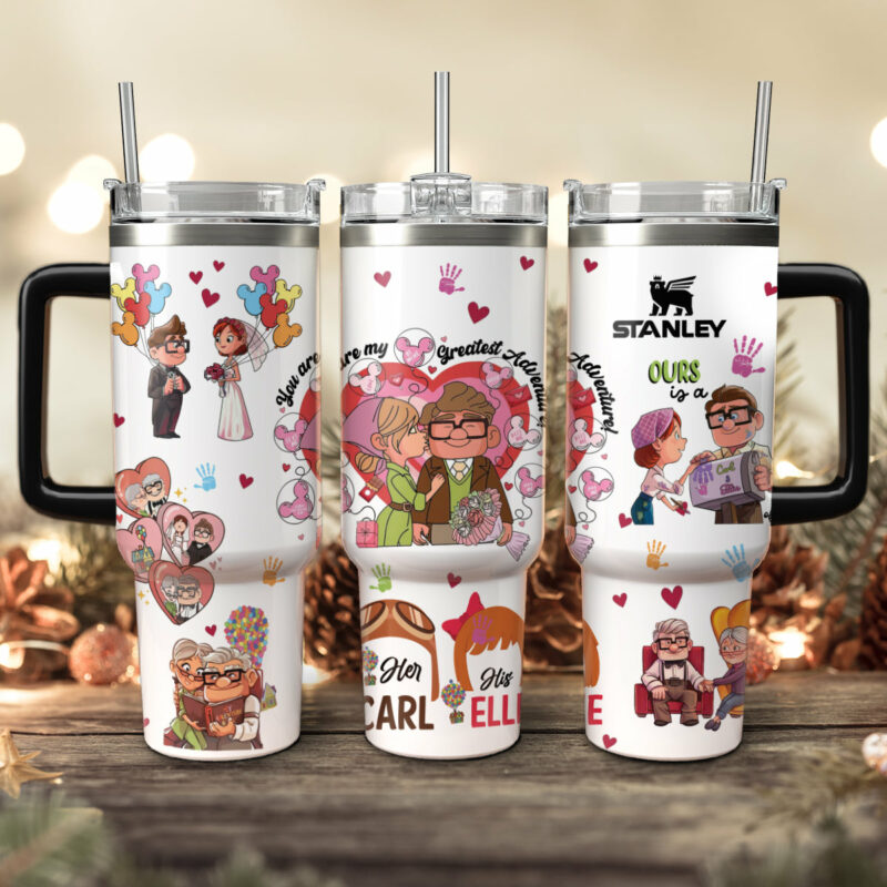 Up Movies Custom Stanley Quencher 40oz Stainless Steel Tumbler With Handle - Threewoofs