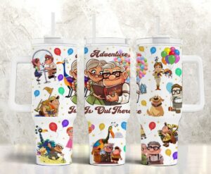 Up Movies Custom Stanley Quencher 40oz Stainless Steel Tumbler With Handle - Threewoofs