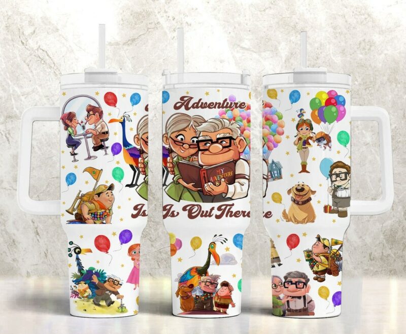 Up Movies Custom Stanley Quencher 40oz Stainless Steel Tumbler With Handle - Threewoofs
