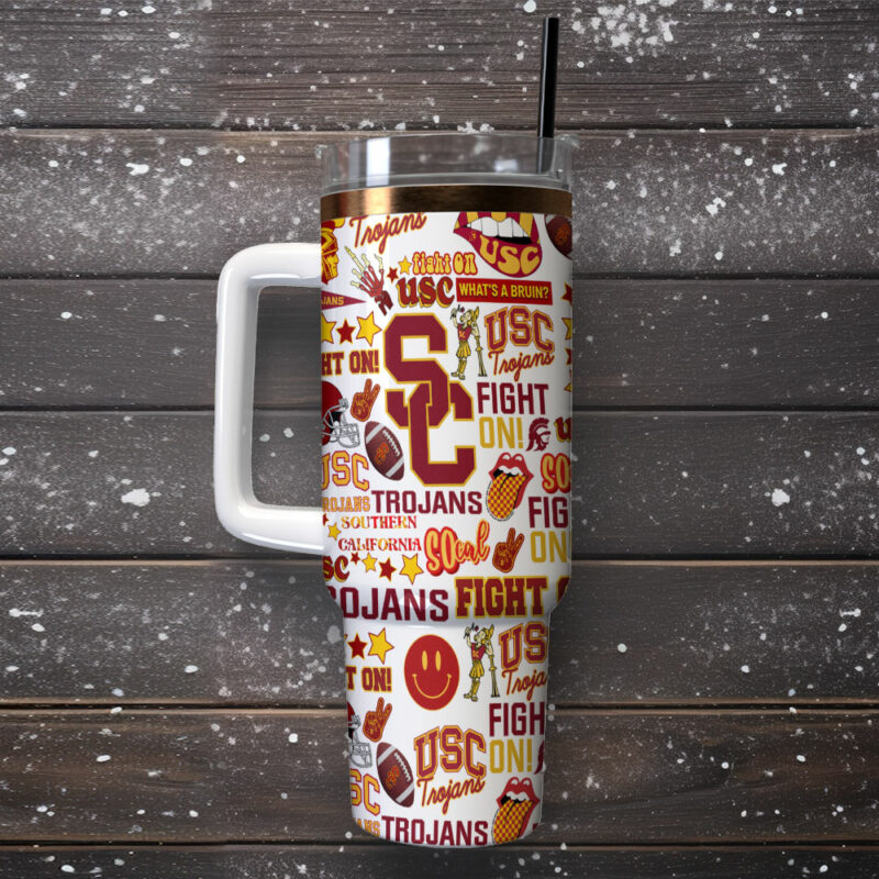 USC Trojans NCAA Custom Stanley Quencher 40oz Stainless Steel Tumbler With Handle - Threewoofs - Image 2
