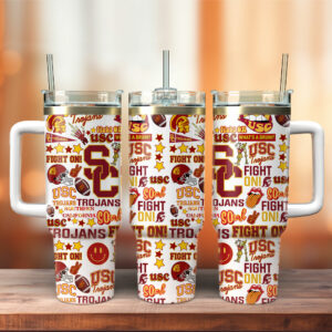 USC Trojans NCAA Custom Stanley Quencher 40oz Stainless Steel Tumbler With Handle - Threewoofs