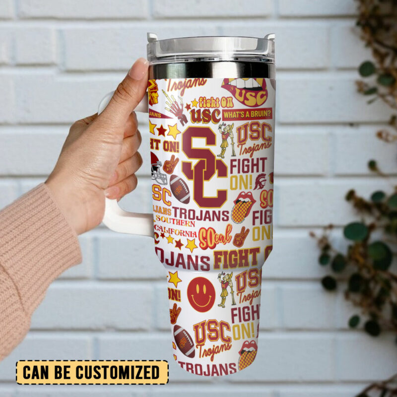 USC Trojans NCAA Custom Stanley Quencher 40oz Stainless Steel Tumbler With Handle - Threewoofs - Image 3