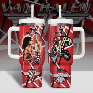 Van Halen Music Custom Stanley Quencher 40oz Stainless Steel Tumbler With Handle - Threewoofs