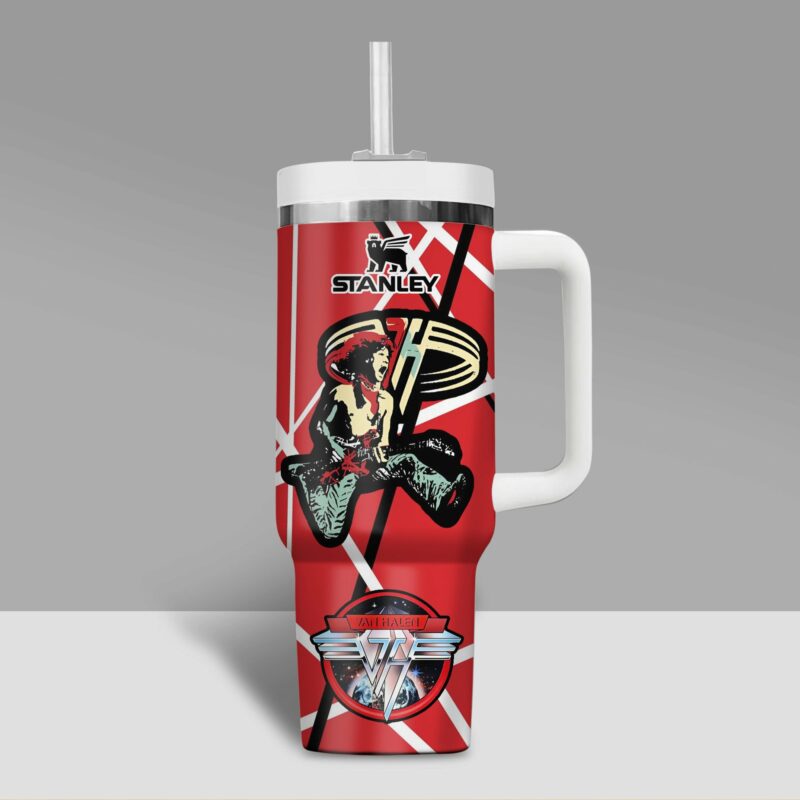 Van Halen Music Custom Stanley Quencher 40oz Stainless Steel Tumbler With Handle - Threewoofs - Image 2