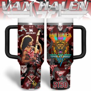 Van Halen Music Custom Stanley Quencher 40oz Stainless Steel Tumbler With Handle - Threewoofs