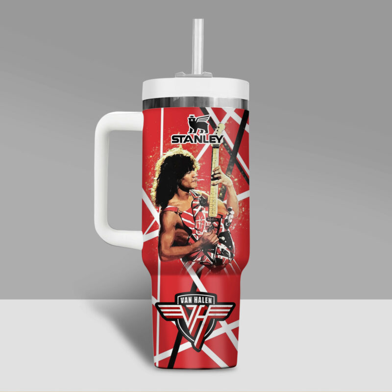 Van Halen Music Custom Stanley Quencher 40oz Stainless Steel Tumbler With Handle - Threewoofs - Image 3
