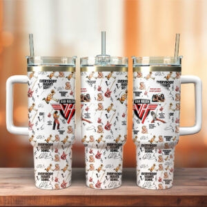 Van Halen Music Custom Stanley Quencher 40oz Stainless Steel Tumbler With Handle - Threewoofs